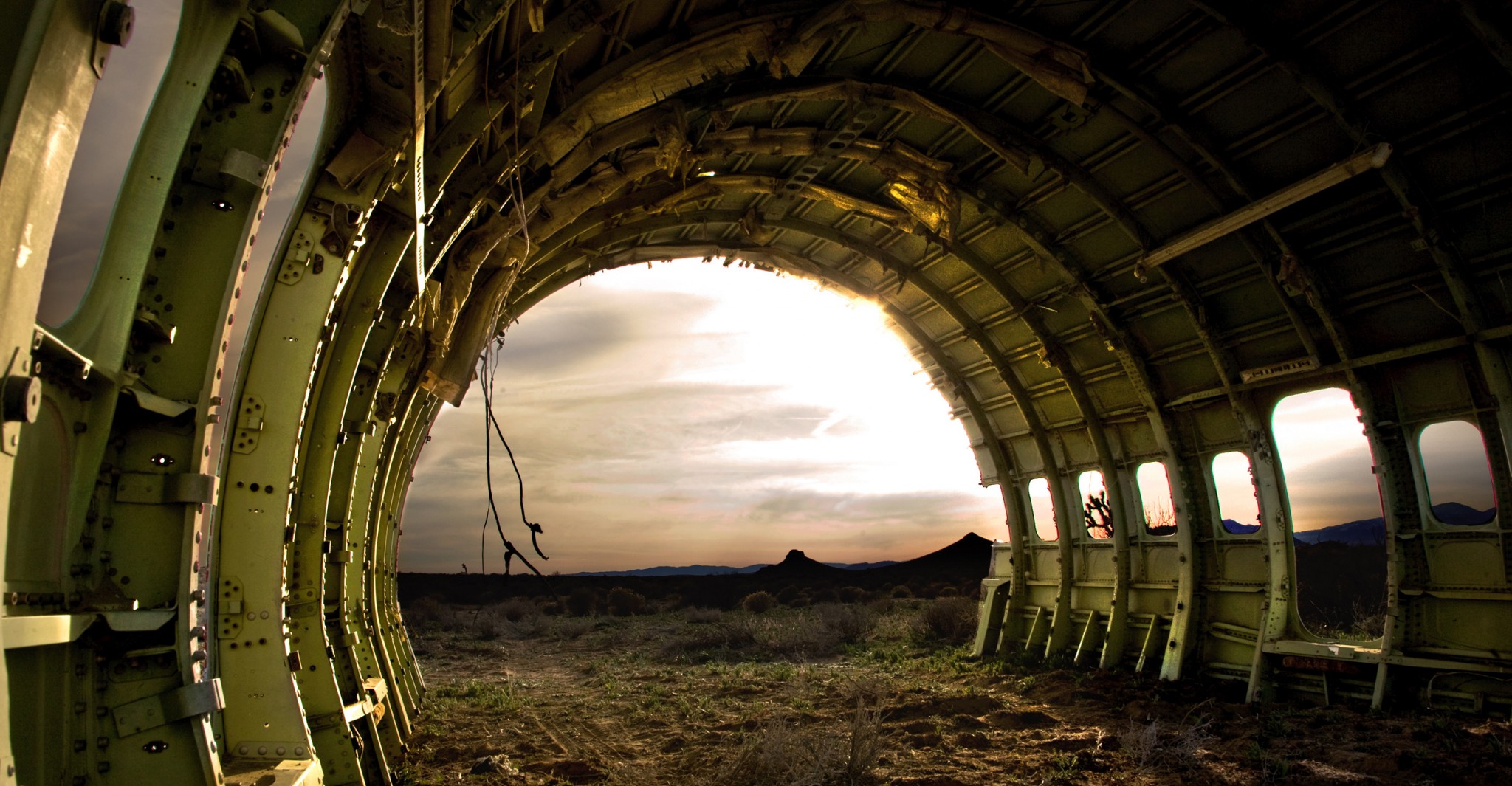 UltimateGraveyard plane shell in Mojave Desert. Available for filming, photography productions.